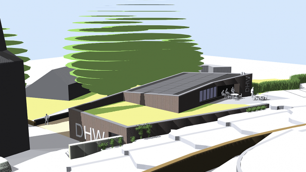 <p>Das neue Dorfhaus wird an der Stelle errichtet, an der sich bislang das Pfarrheim befindet, und wurde architektonisch harmonisch in die bestehende Landschaft eingebettet.</p>