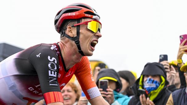 <p>Thymen Arensman beim Anstieg: Der 24-jährige Niederländer triumphierte auf der 14. Etappe in den Pyrenäen vor Tadej Pogacar und Jonas Vingegaard.</p>
