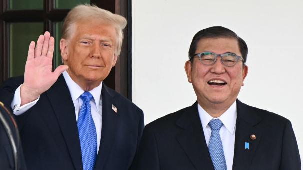 <p>US-Präsident Trump und der japanische Premierminister Ishiba bei einem Treffen in Washington im Februar 2025</p>