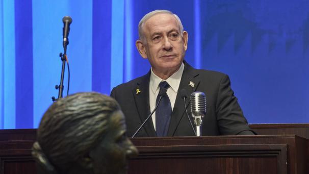<p>Der israelische Ministerpräsident Benjamin Netanjahu spricht bei der Eröffnungsfeier des Knesset-Museums im alten Gebäude des israelischen Parlaments.</p>