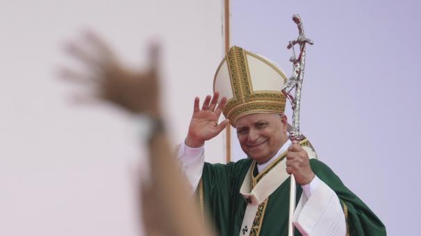 <p>Papst Leo XIV. hält eine Messe mit jungen Menschen, die am Jugendjubiläum auf dem Tor Vergata Feld teilnehmen.</p>