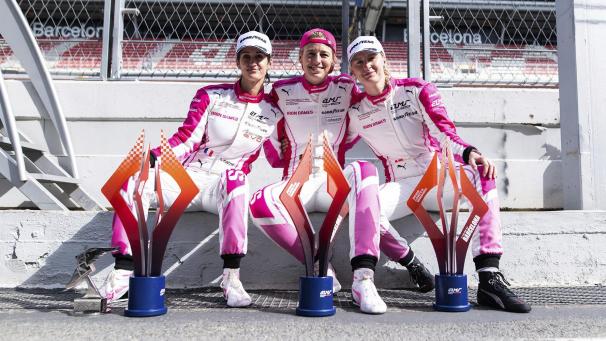 <p>Die Iron Dames in der Europäischen Le Mans Serie (v.l.): Célia Martin, Sarah Bovy und Michelle Gatting.</p>