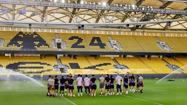 <p>Die Anderlecht-Profis absolvierten am Mittwochabend ein Abschlusstraining imAthenerAgia-Sofia-Stadion.</p>