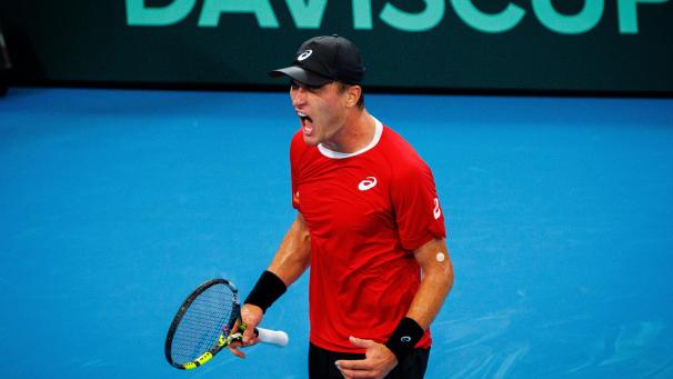 <p>Raphaël Collignon sicherte Belgien mit seinem Sieg gegen Aleksandar Vukic das Ticket für die Davis Cup Finals in Bologna.</p>