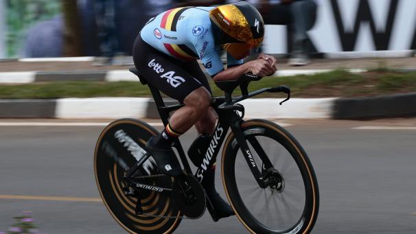 <p>Remco Evenepoel in Aktion in Ruanda</p>