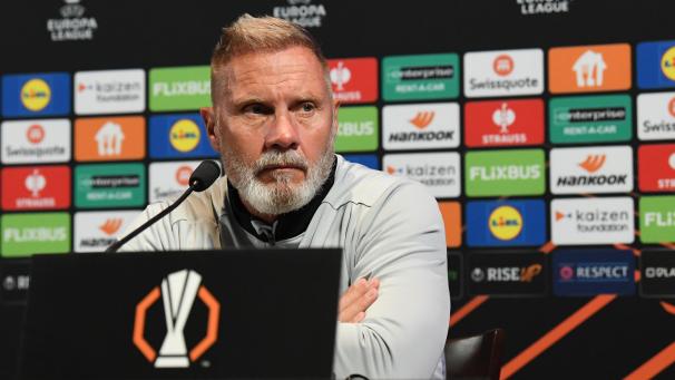 <p>Thorsten Fink bei dem Pressegespräch am Mittwoch</p>