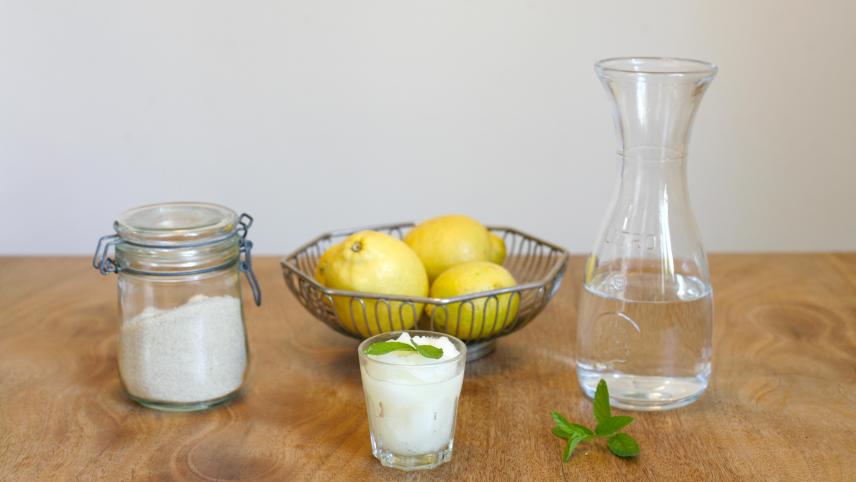 <p>Eine Zitronen-Granita braucht nur wenige Zutaten: Wasser, Zitronen und Zucker sowie ein paar Blätter Minze.</p>