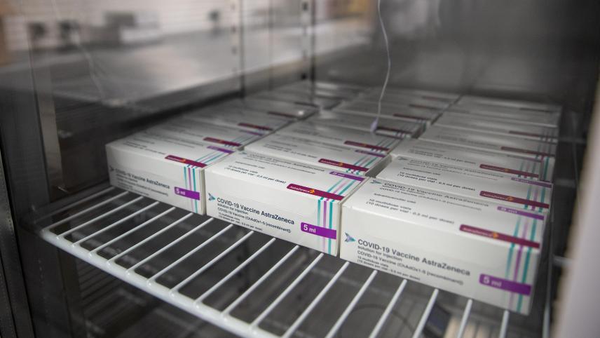 <p>Astrazeneca-Ampullen in einem Kühlschrank.</p>