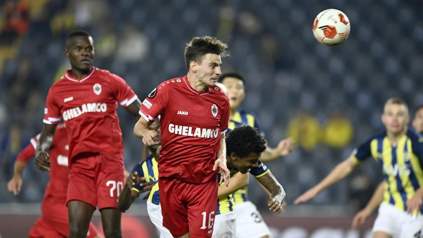<p>Mit diesem Kopfball traf Gerkens zum Ausgleich für den FC Antwerp.</p>
