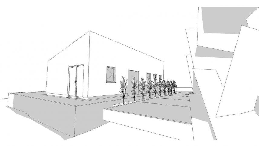 <p>So soll das künftige Dorfhaus in Mirfeld laut einer Skizze des Architekten aussehen. Das Ameler Ratsmitglied Erik Veithen (Minderheitsfraktion GZ) lehnt den Bau grundsätzlich ab.</p>