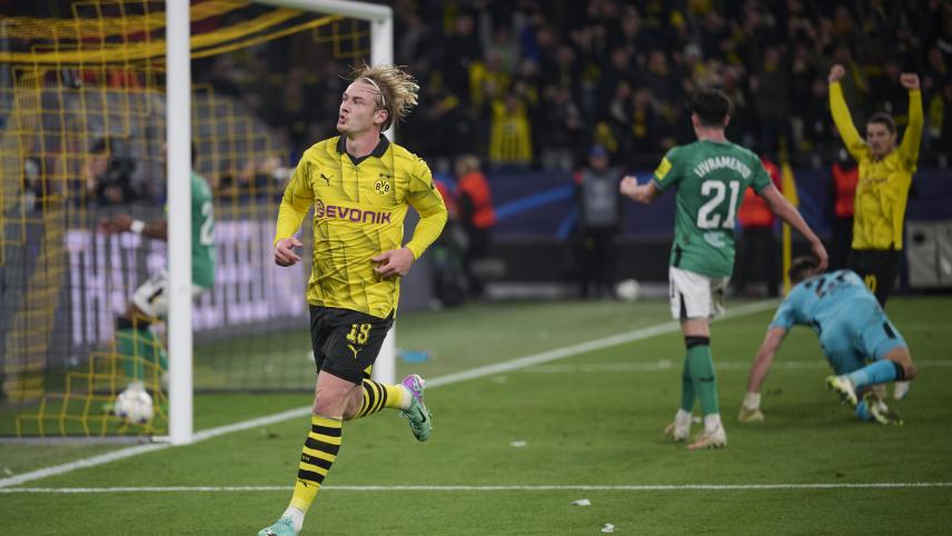 <p>Dortmunds Julian Brandt jubeltüber sein Tor zum 2:0.</p>