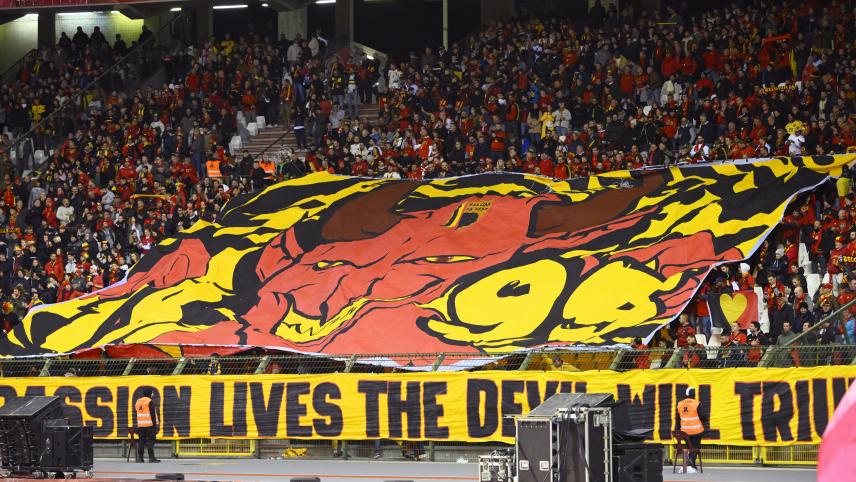 <p>Die Fans der Roten Teufel - hier mit einer Choreo im Brüsseler König-Baudouin-Stadion zu sehen - freuen sich auf die EM in Deutschland.</p>