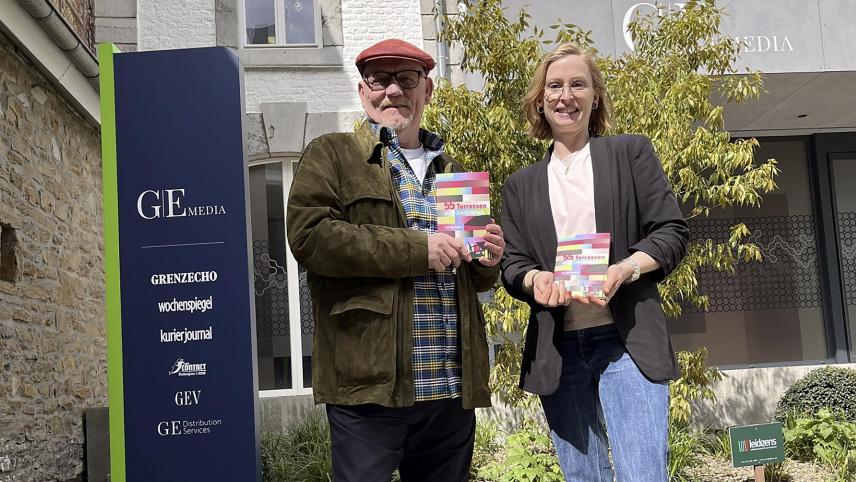 <p>Autor Rolf Minderjahn und Verlegerin Carolin Schulzen vom Grenz-Echo Verlag</p>