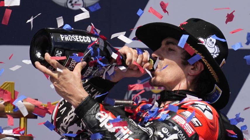 <p>Starke Aufholjagd: Maverick Viñales feiert seinen MotoGP-Sieg in Austin (Texas).</p>
