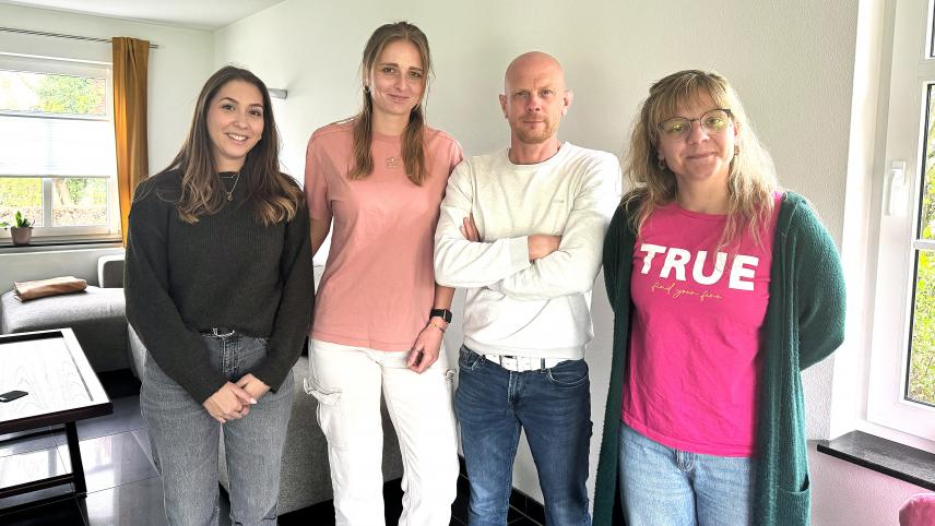 <p>Lea Daumen, Anna Kogoj, Benjamin Stühl und Jessica Vetter (v.l.) von der Dreiland Jugendhilfe VoG</p>