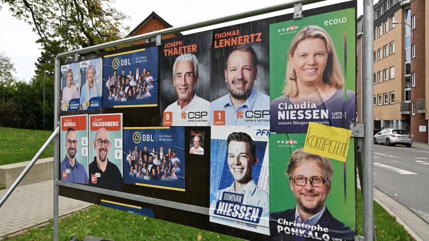 <p>Joseph Thaeter, Thomas Lennertz und Claudia Niessen teilen sich nicht nur im Eupener Friedenspark die Plakatwand – auch in Sachen Vorzugsstimmen liegt das Trio auf den drei ersten Plätzen.</p>