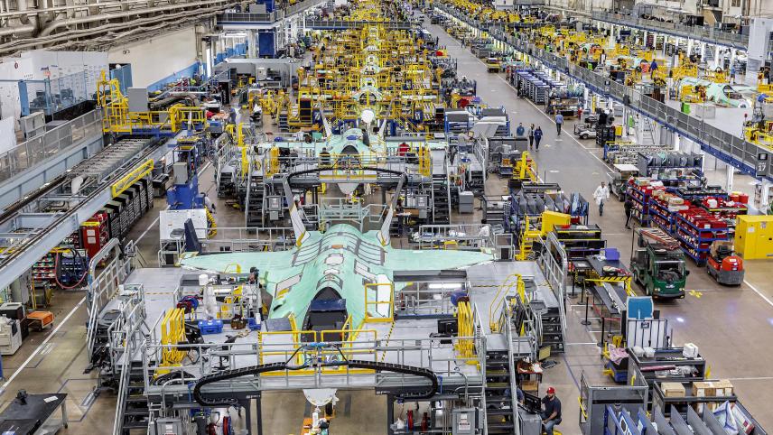 <p>Produktion von F-35-Kampfjets in der Fabrik von Lockheed Martin in Fort Worth, Texas.</p>
