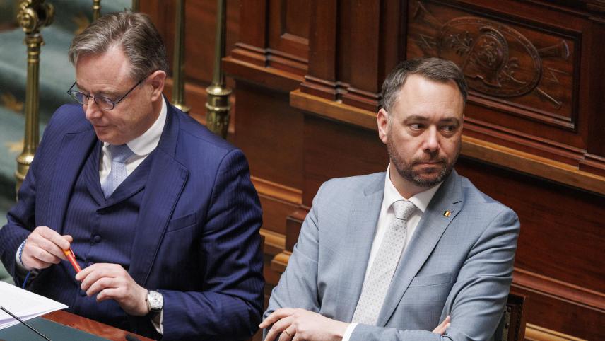 <p>Premierminister Bart de Wever und Außenministers Maxime Prévot (Les Engagés)</p>
